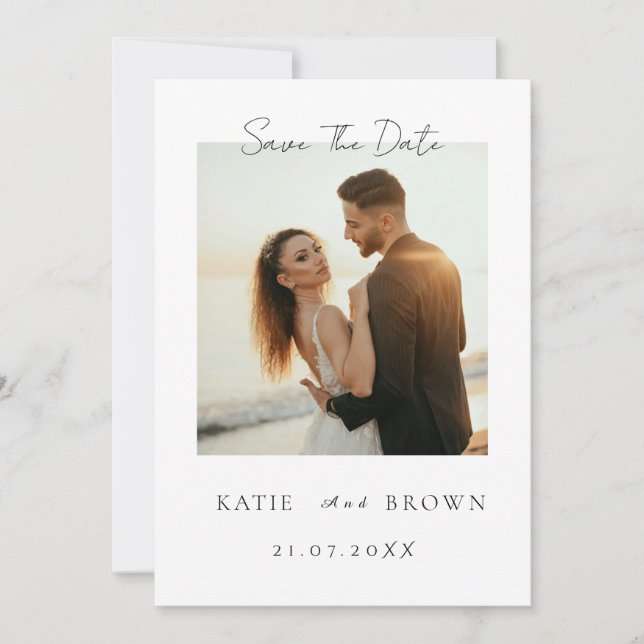  Modern Minimalist Photo Save the Date Invitation (Front)