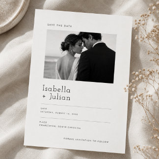Modern Minimalist Photo Save the Date Invitation