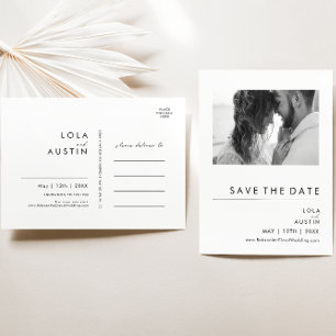 Modern Minimalist Photo Save The Date Postcard