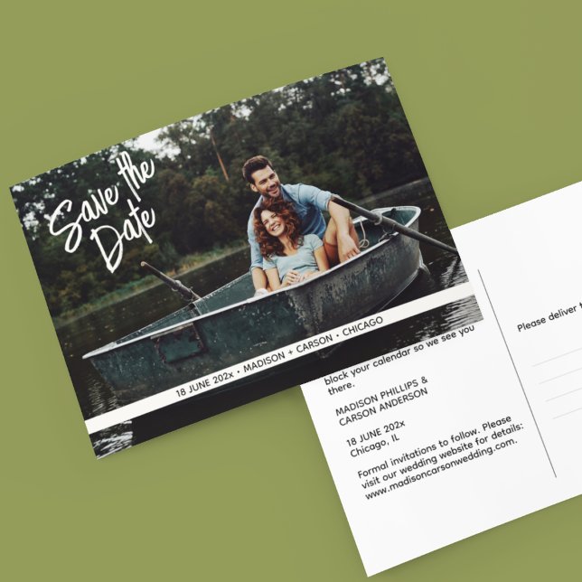 Modern Minimalist Photo Save the Date Postcard (Creator Uploaded)