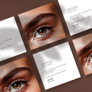 Modern Minimalist Photo & Socials Brow Artist Square Business Card