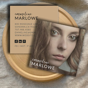 Modern Minimalist Photo Square Business Card