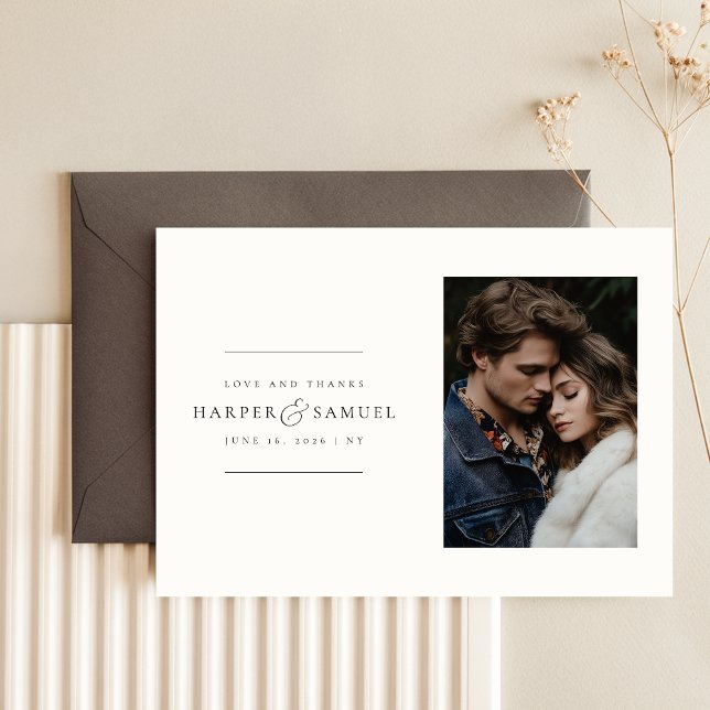 Modern Minimalist Photo Thank You Wedding Card (Creator Uploaded)