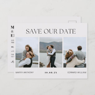 Modern minimalist photo wedding announcement postcard