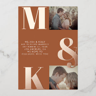 Modern Minimalist Photo Wedding Bold Monogram