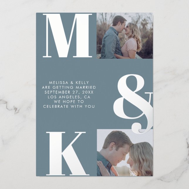 Modern Minimalist Photo Wedding Bold Monogram (Front)