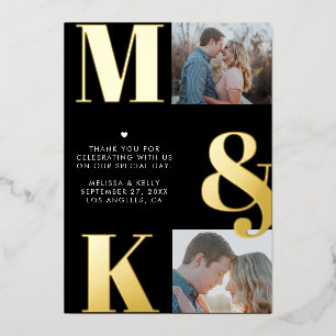 Modern Minimalist Photo Wedding Bold Monogram