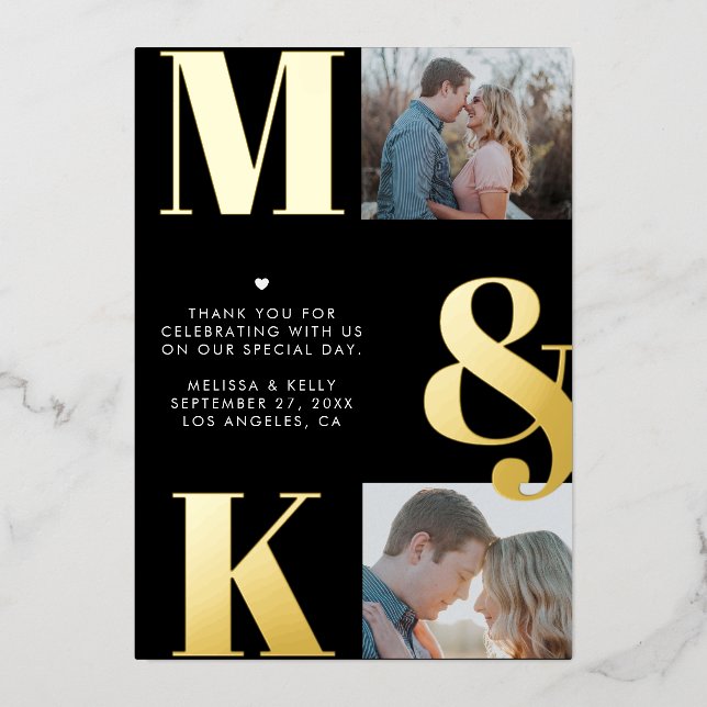 Modern Minimalist Photo Wedding Bold Monogram (Front)