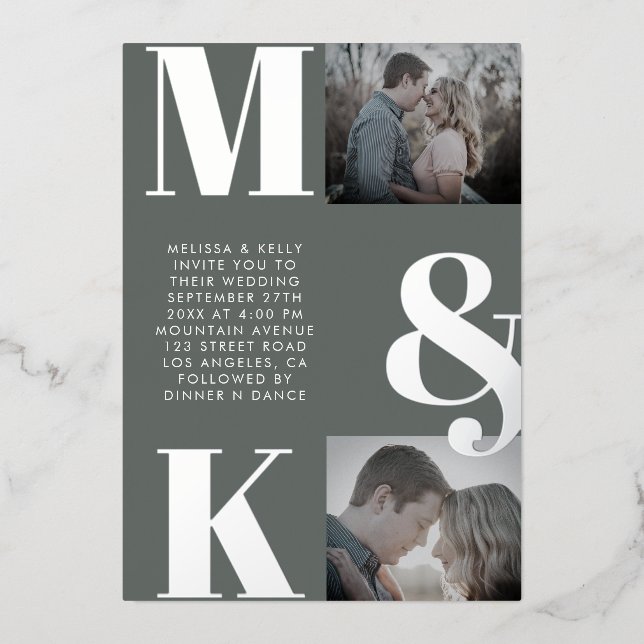 Modern Minimalist Photo Wedding Bold Monogram (Front)