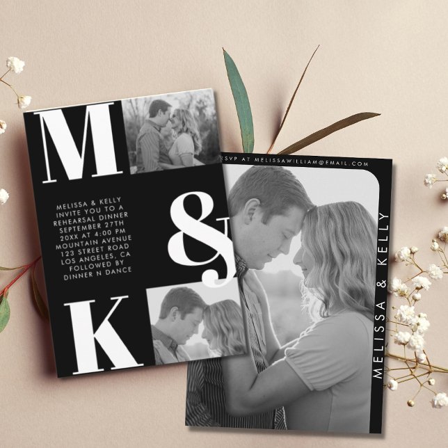 Modern Minimalist Photo Wedding Bold Monogram Invitation (Creator Uploaded)