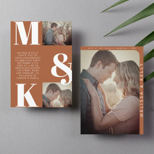 Modern Minimalist Photo Wedding Bold Monogram Invitation