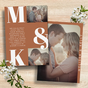 Modern Minimalist Photo Wedding Bold Monogram Invitation