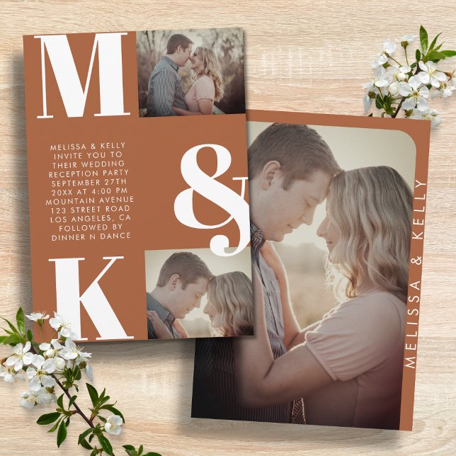 Modern Minimalist Photo Wedding Bold Monogram Invitation (Creator Uploaded)