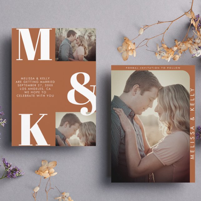 Modern Minimalist Photo Wedding Bold Monogram Save The Date (Creator Uploaded)