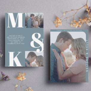 Modern Minimalist Photo Wedding Bold Monogram Save The Date