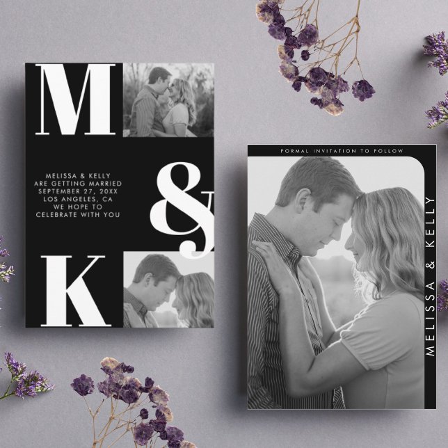 Modern Minimalist Photo Wedding Bold Monogram Save The Date (Creator Uploaded)