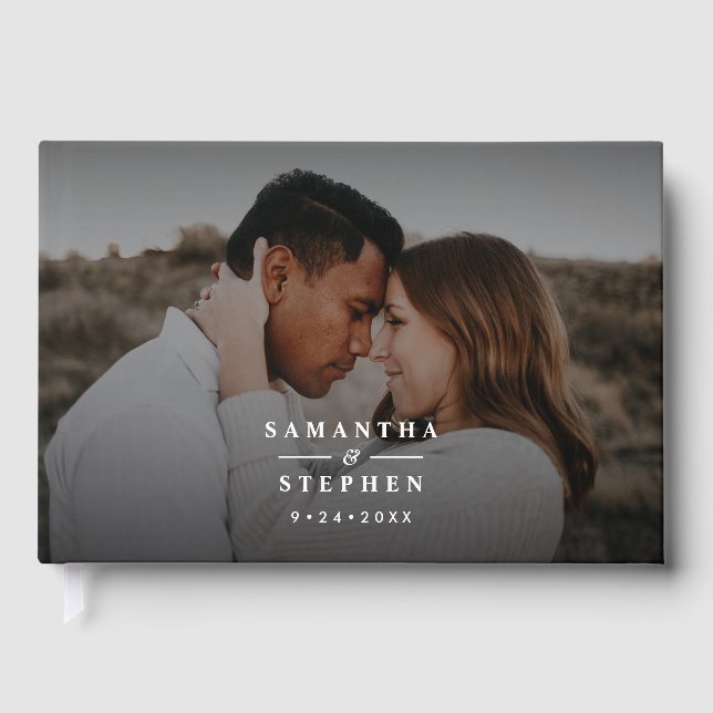 Modern Minimalist Photo Wedding Guest Book (Front)
