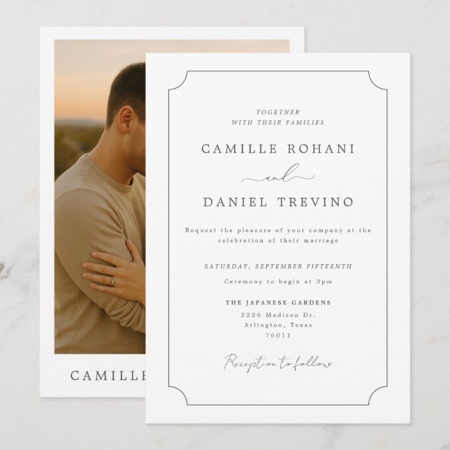 Modern Minimalist Photo Wedding Invitation (Front/Back)