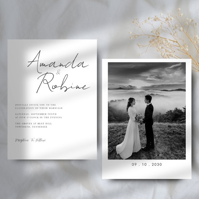 Modern Minimalist Photo Wedding Invitation (Creator Uploaded)
