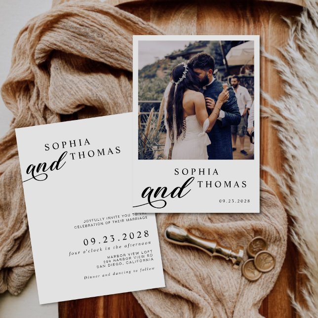  Modern Minimalist Photo Wedding Invitation (Creator Uploaded)