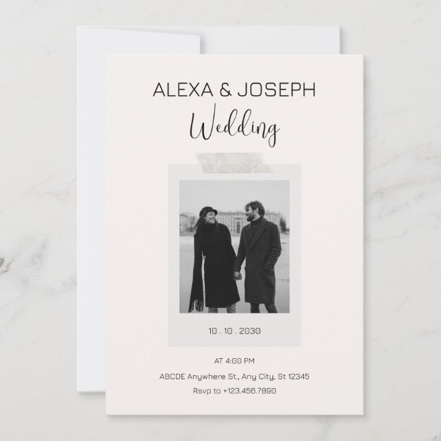 Modern minimalist photo wedding Invitation (Front)