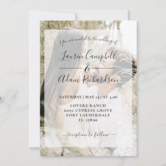 Modern minimalist photo wedding invitation (Front)