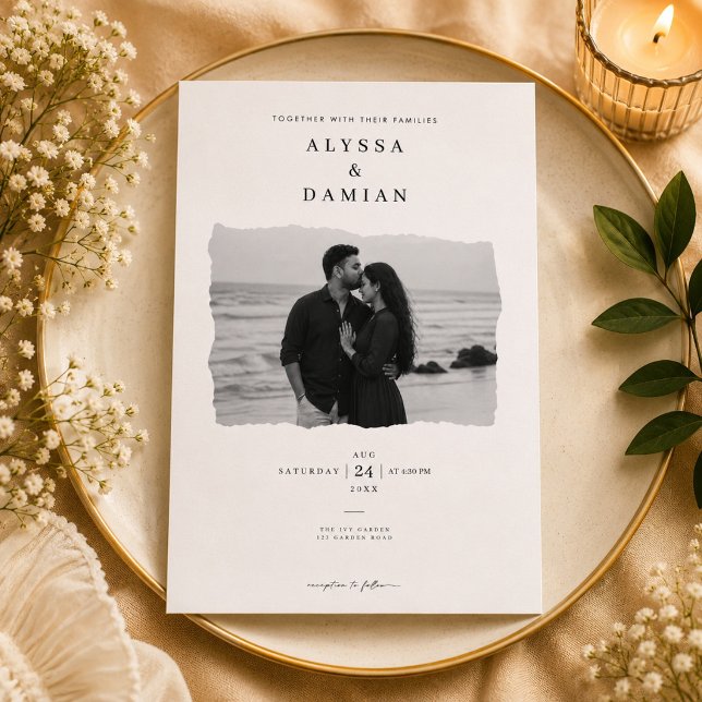 Modern Minimalist Photo Wedding Invitation Design (Creator Uploaded)