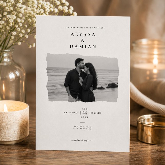 Modern Minimalist Photo Wedding Invitation Design (Creator Uploaded)