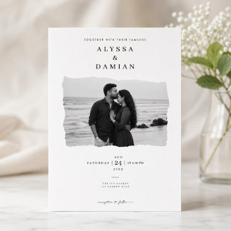 Modern Minimalist Photo Wedding Invitation Design