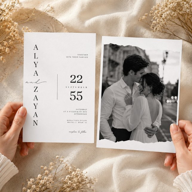 Modern Minimalist Photo Wedding Invitation. Invitation (Creator Uploaded)