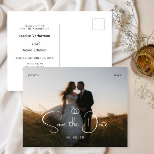 Modern minimalist photo wedding  postcard