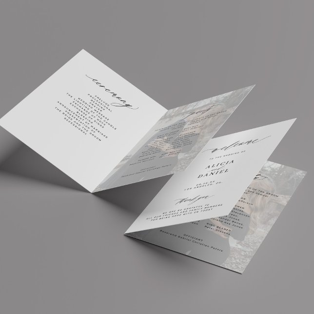 Modern minimalist photo wedding programme (Creator Uploaded)