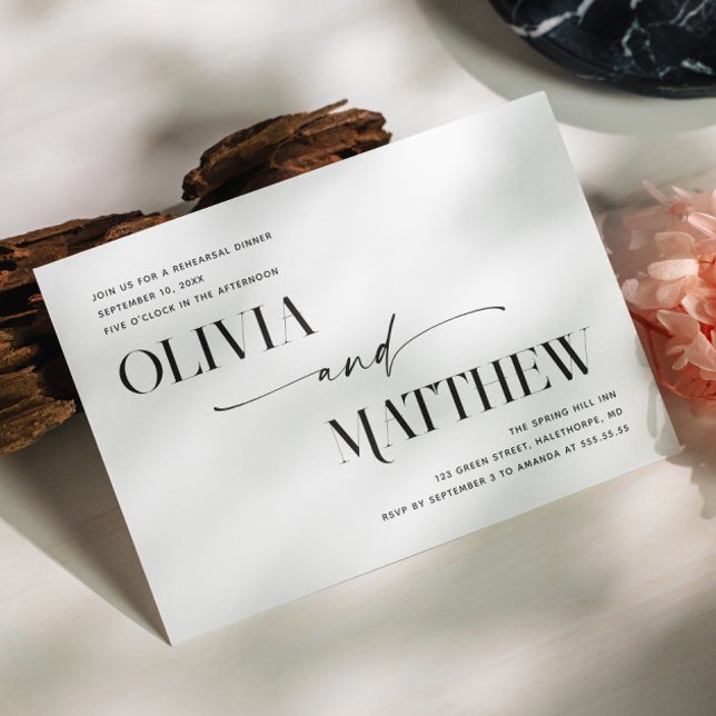Modern minimalist photo wedding rehearsal dinner invitation (Creator Uploaded)