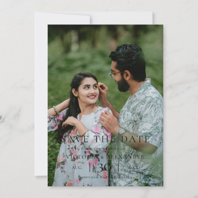 Modern Minimalist Photo Wedding Save the Date (Front)