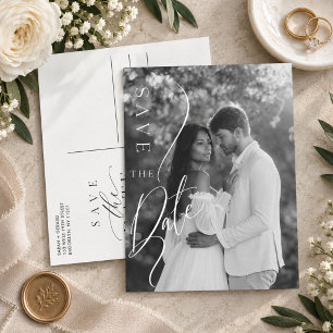 Modern Minimalist Photo Wedding Save The Date Announcement Postcard