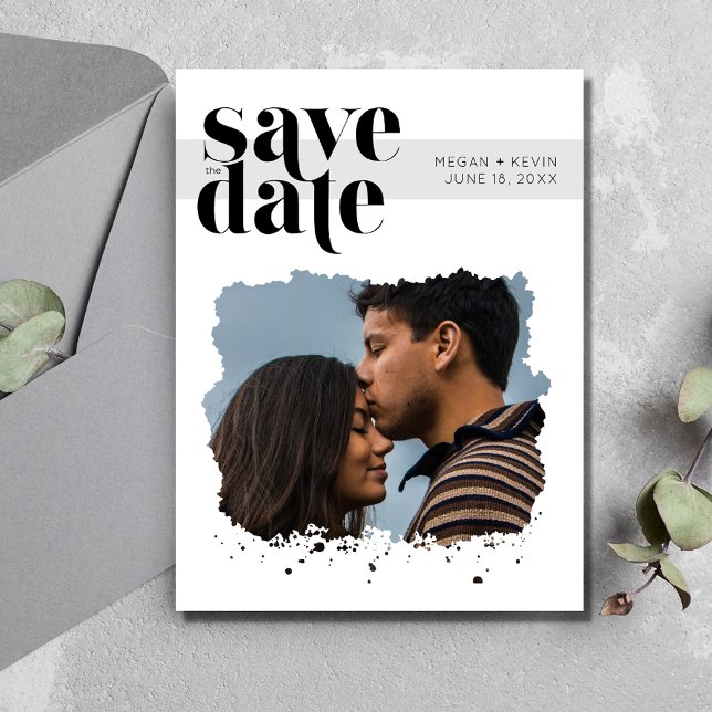 Modern Minimalist Photo Wedding Save the Date Announcement Postcard (Modern Minimalist Photo Wedding Save the Date Postcard)