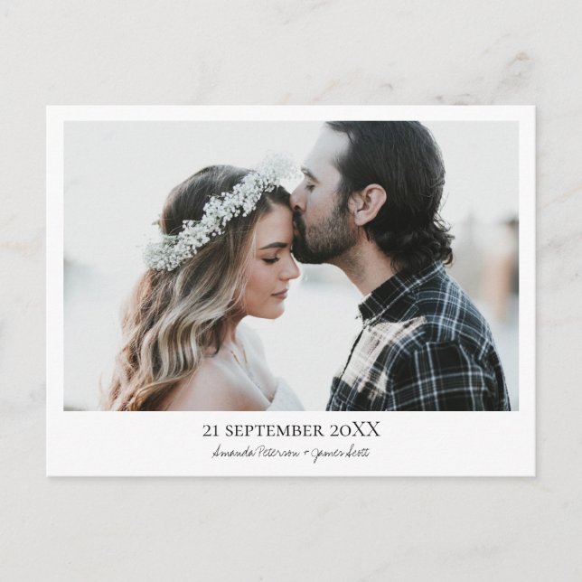 Modern Minimalist Photo Wedding Save the Date Announcement Postcard (Front)