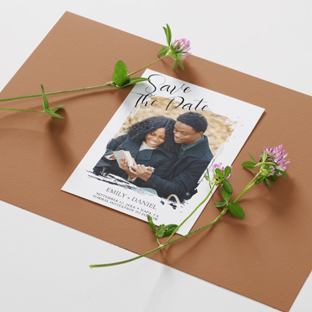 Modern Minimalist Photo Wedding Save the Date Card (Creator Uploaded)