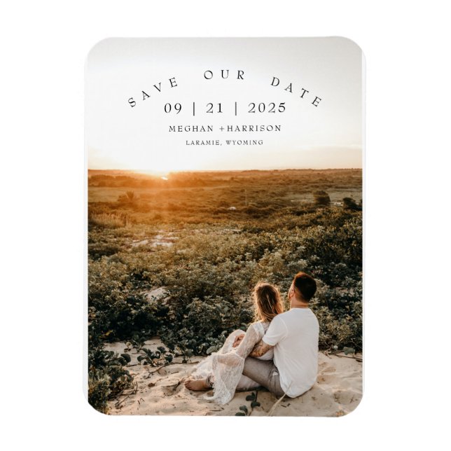 Modern Minimalist Photo Wedding Save The Date Magnet (Vertical)