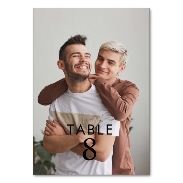 Modern Minimalist Photo Wedding Table Number (Front)