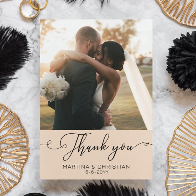 Modern Minimalist Photo Wedding  Thank You Card (Creator Uploaded)