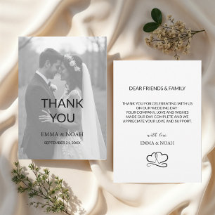Modern Minimalist Photo Wedding Thank You Card