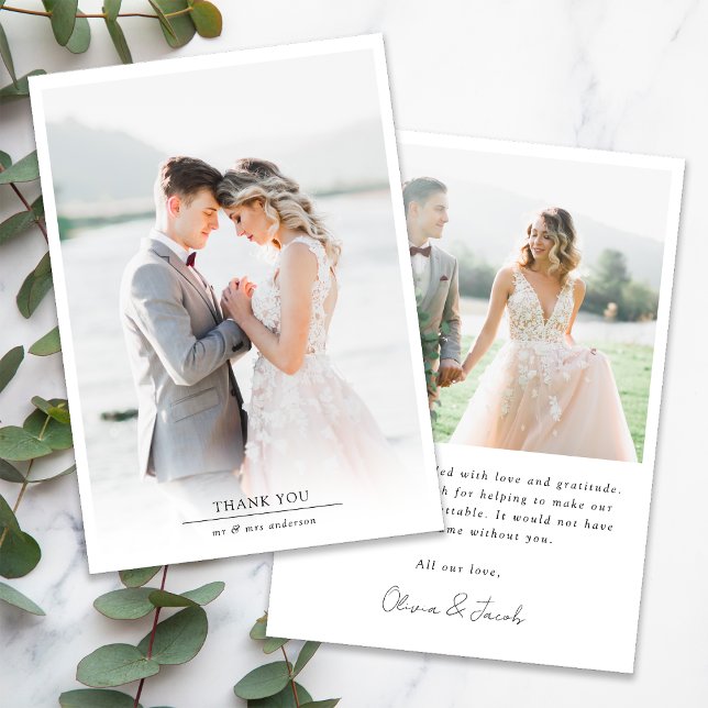 Modern Minimalist Photo Wedding Thank You Card (Creator Uploaded)