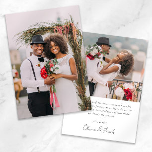 Modern Minimalist Photo Wedding Thank You Card