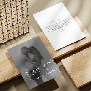 Modern Minimalist Photo Wedding Thank You Card