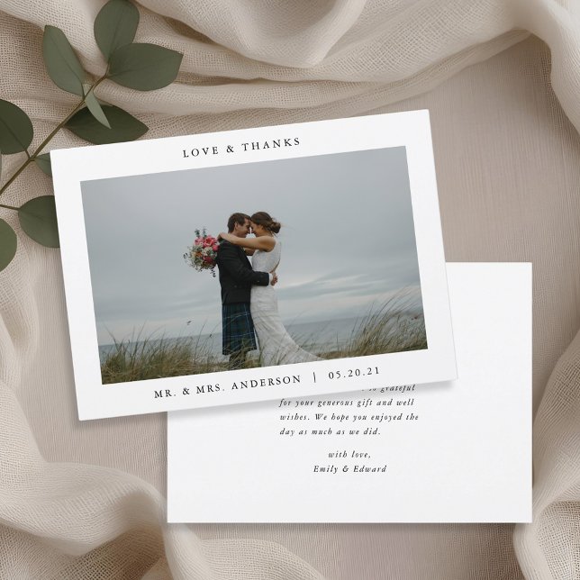 Modern Minimalist Photo Wedding Thank You Card (Creator Uploaded)