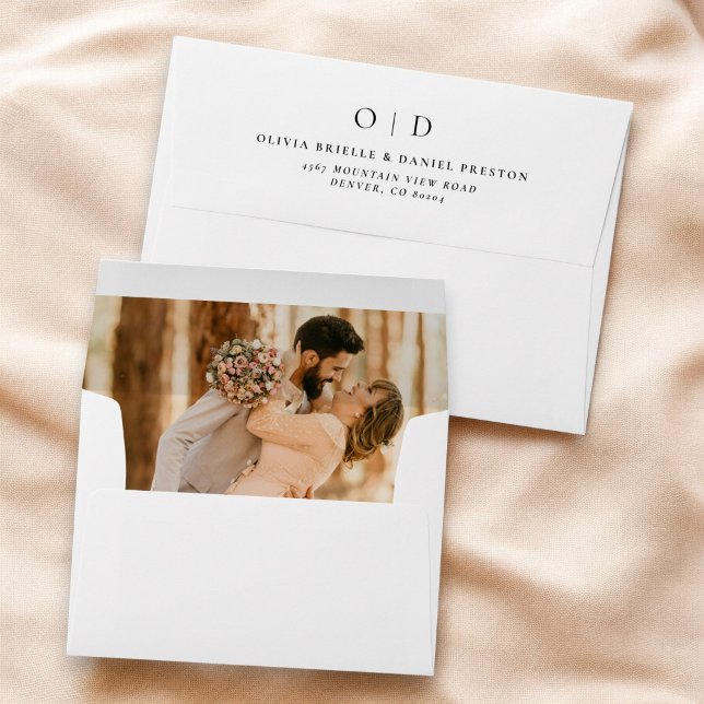 Modern Minimalist Photo White Wedding  Envelope (Creator Uploaded)