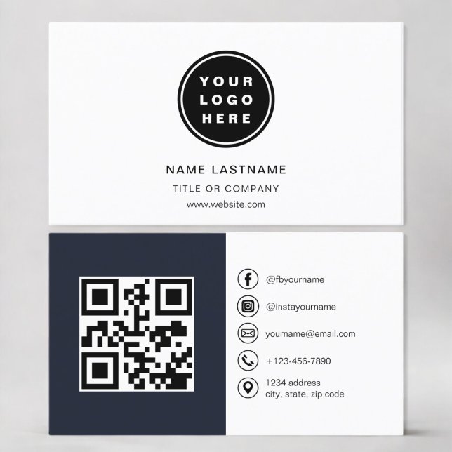 Modern Minimalist Photo with QR Code Social Media Business Card (Creator Uploaded)