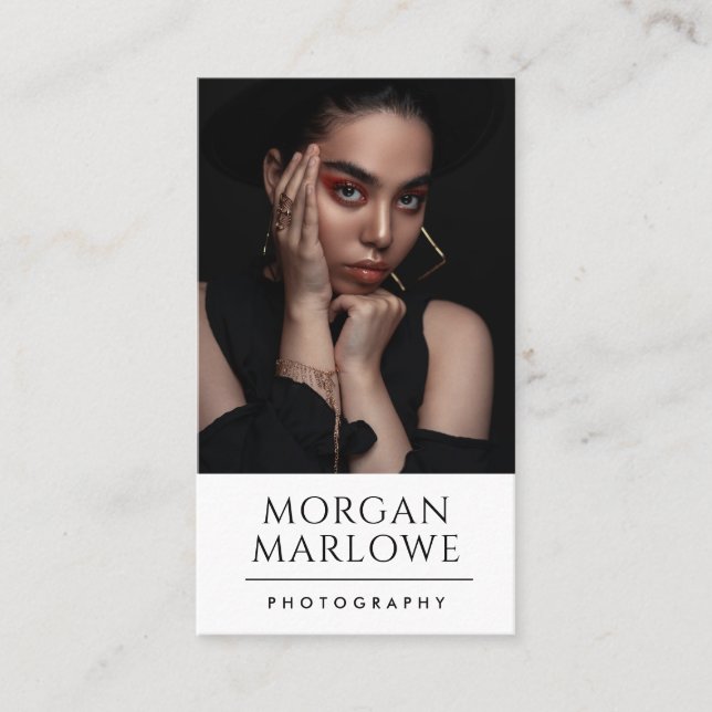 Modern Minimalist Photographer Business Card (Front)
