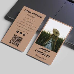 Modern Minimalist Photographer Photo with QR Code Business Card